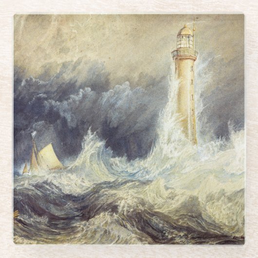 William Turner - Vuurtoren Bell Rock Glazen Onderzetter (Voorkant)