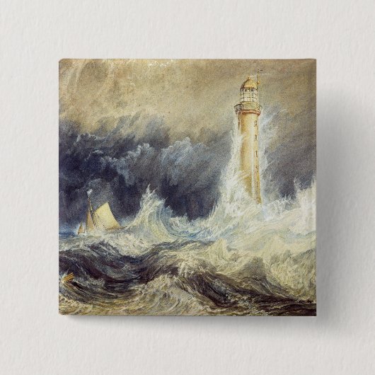 William Turner - Vuurtoren van Bell Rock Vierkante Button 5,1 Cm (Voorkant)