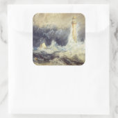 William Turner - Vuurtoren van Bell Rock Vierkante Sticker (Tas)
