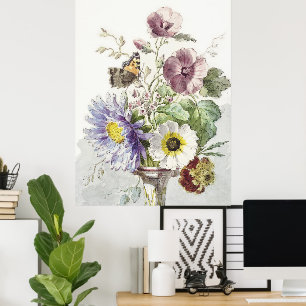 William van Lee Boeket van bloemen met een vlinder Poster