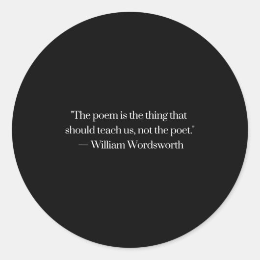 William Wordsworth Quote Etry Em Writing Writer Gi Ronde Sticker (Voorkant)