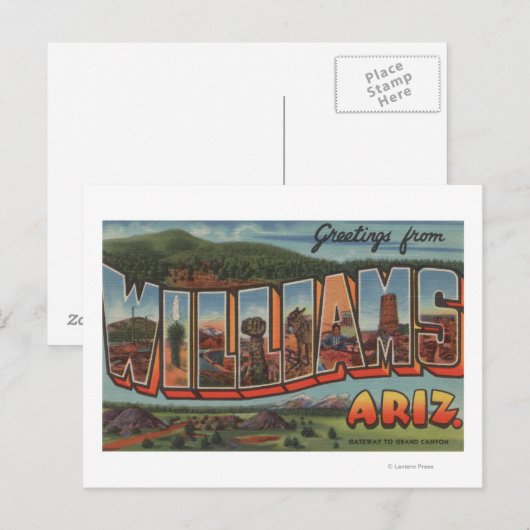 Williams, Arizona - Grote Letter-scènes Briefkaart (Voorkant / Achterkant)