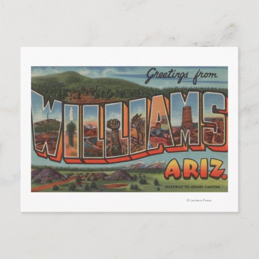 Williams, Arizona - Grote Letter-scènes Briefkaart (Voorkant)