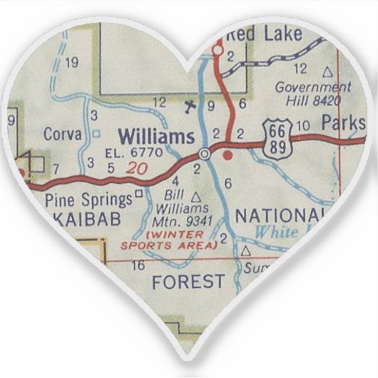 Williams Arizona  Map Sticker (Voorkant)