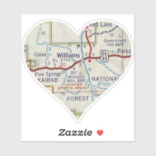 Williams Arizona  Map Sticker (Vel)