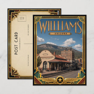 Williams Arizona Vintage Art Deco Gouden Tijdperk Briefkaart