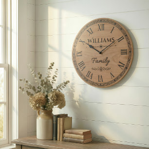 Williams Familie Wandklok – Houten Stijl Decoratie