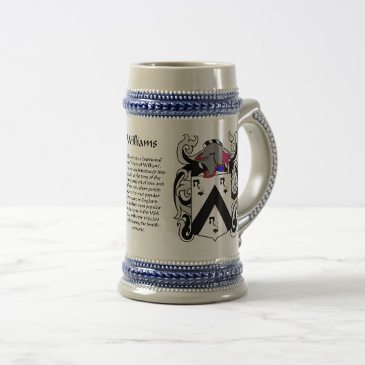 Williams Family Crest Stein Bierpul (Voorkant rechts)
