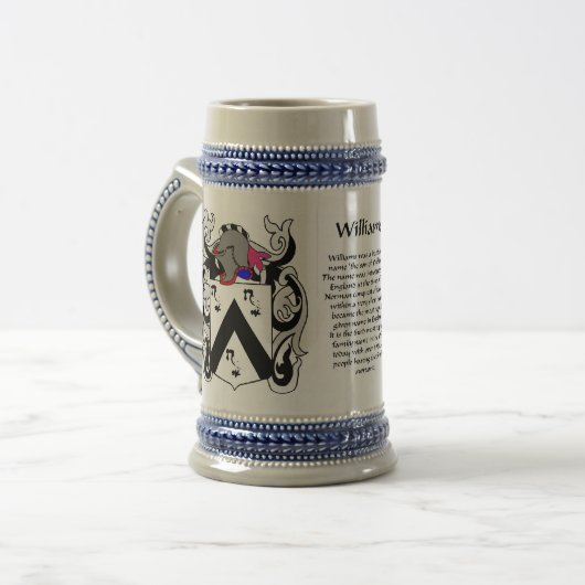 Williams Family Crest Stein Bierpul (Voorkant links)