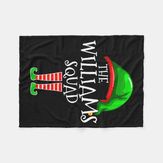 Williams Family Name Squad Matching Group Elf Chri Fleece Deken (Voorkant (Horizontaal))