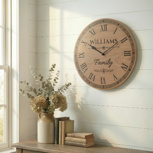 Williams Family Wall Clock – Wooden Style Decor Grote Klok
