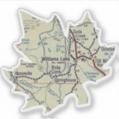 Williams Lake BC 50's Kaart Sticker (Voorkant)