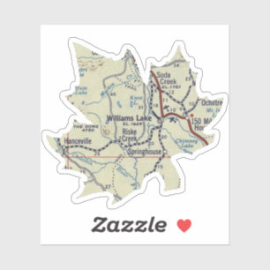 Williams Lake BC 50's Kaart Sticker