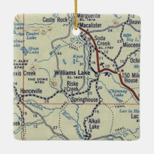 Williams Lake BC antieke kaart Keramisch Ornament