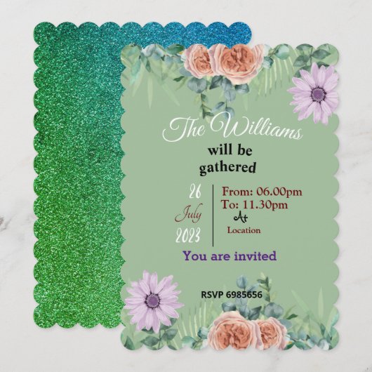 Williams reunion-uitnodiging kaart (Voorkant / Achterkant)