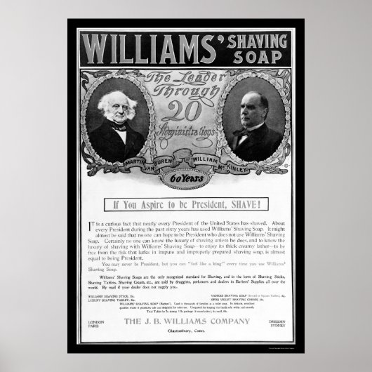 Williams Shave Soap ad 1901 Poster (Voorkant)