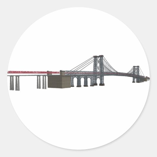 Williamsburg Bridge: 3D Model: Ronde Sticker (Voorkant)