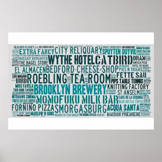 Williamsburg Brooklyn Hipster Hotspots Poster (Voorkant)