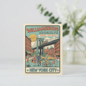 Williamsburg Brooklyn Retro 1950s Reis Briefkaart (Staand voorkant)