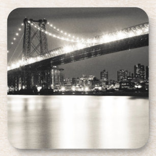 Williamsburg brug in New York City 's nachts Bier Onderzetter