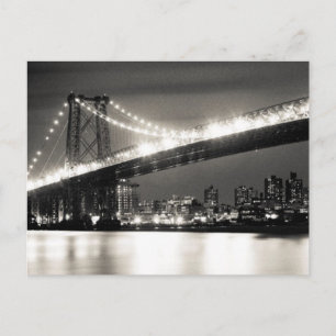 Williamsburg brug in New York City 's nachts Briefkaart