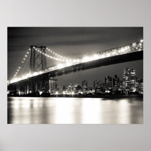 Williamsburg brug in New York City 's nachts Poster