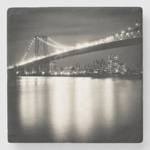 Williamsburg brug in New York City 's nachts Stenen Onderzetter