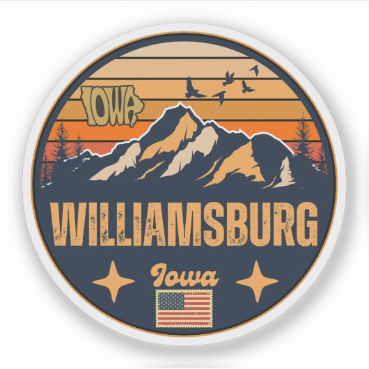 Williamsburg, Iowa Sticker (Voorkant)