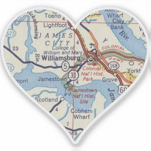  Williamsburg kaart Sticker (Voorkant)