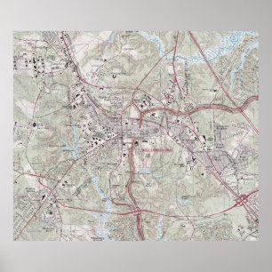 Williamsburg VA Map (1981) koloniale Virginia City Poster