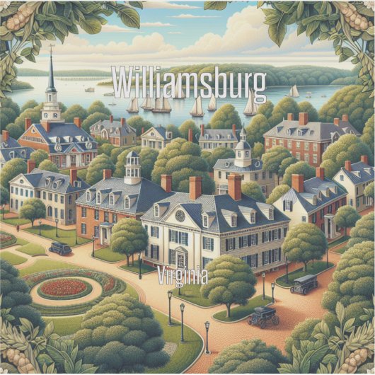 Williamsburg Virginia 3 inch Vinyl Sticker (Voorkant)