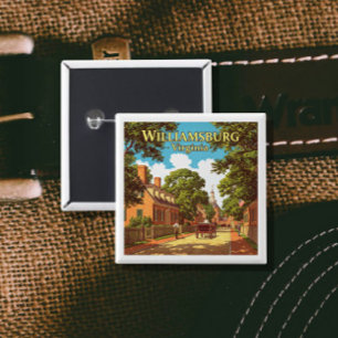  Williamsburg Virginia Vierkante Button 5,1 Cm