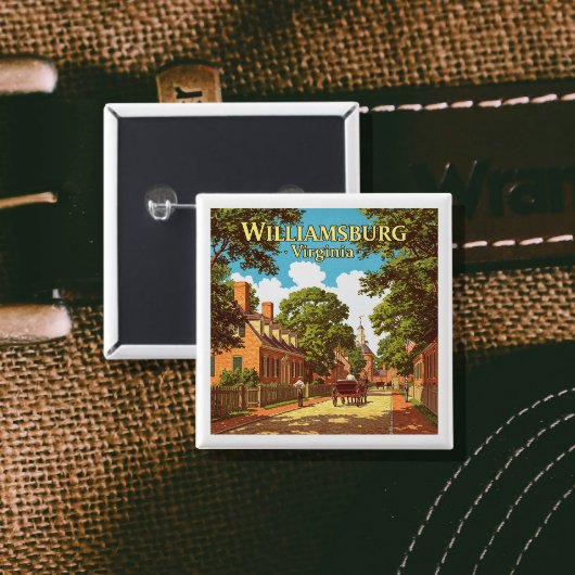  Williamsburg Virginia Vierkante Button 5,1 Cm