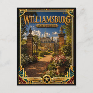 Williamsburg Virginia Vintage Art Deco Gouden Tijd Briefkaart