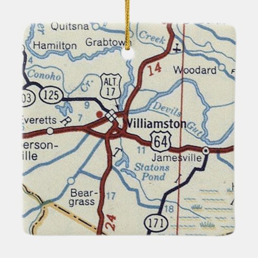 Williamston NC Map Keramisch Ornament (Achterkant)