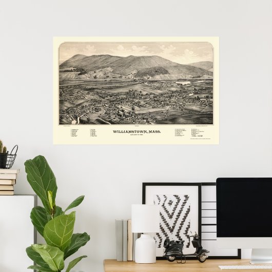 Williamstown, MA Panoramic Map - 1889 Poster (Thuiskantoor)