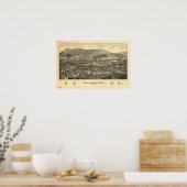 Williamstown Mass. 1889 Antiek panoramische kaart Poster (Keuken)