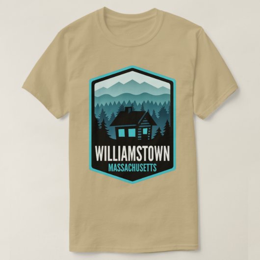 Williamstown Massachusetts Mountain Town Cabin T-shirt (Design voorkant)