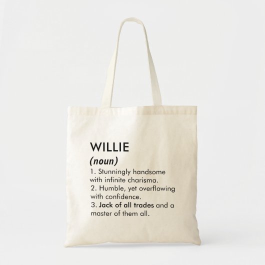 Willie name, Editable name, Custom name Tote Bag (Voorkant)
