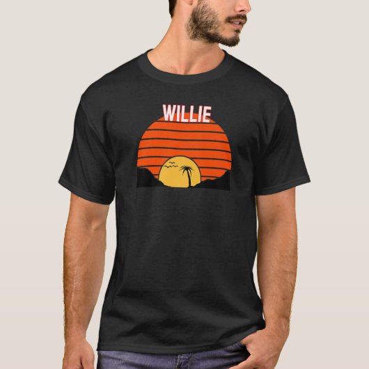 Willie Palm Tree Sunset Retro Sand Dunes T-shirt (Voorkant)
