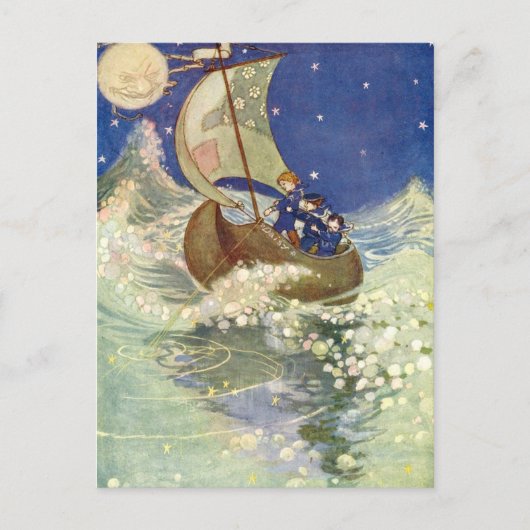 Willie Pogány's Wynken, Blynken en Nod Briefkaart (Voorkant)