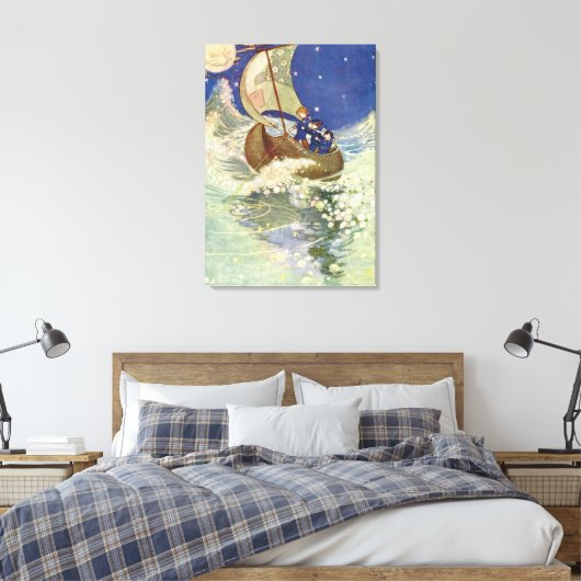 Willie Pogány's Wynken, Blynken en Nod Canvas Afdruk (Insitu (Slaapkamer))