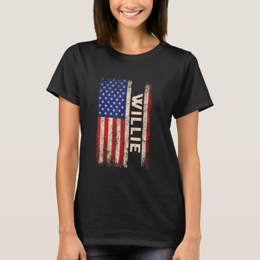 Willie Voornaam Shirt Willie Naam American Flag (Voorkant)