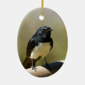 Willie Wagtail Keramisch Ornament (Voorkant)