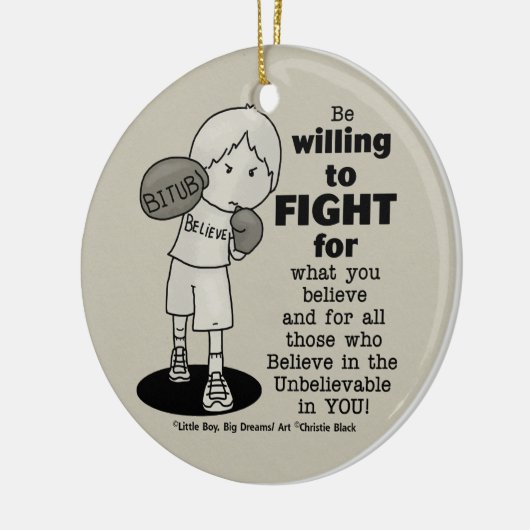 Willing to Fight Keramisch Ornament (Links)