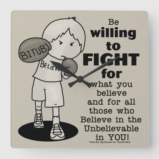 Willing to Fight Vierkante Klok (Voorkant)