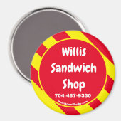 Willis Sandwich Shop Rode/Gele Magneet (Voorkant / Achterkant)