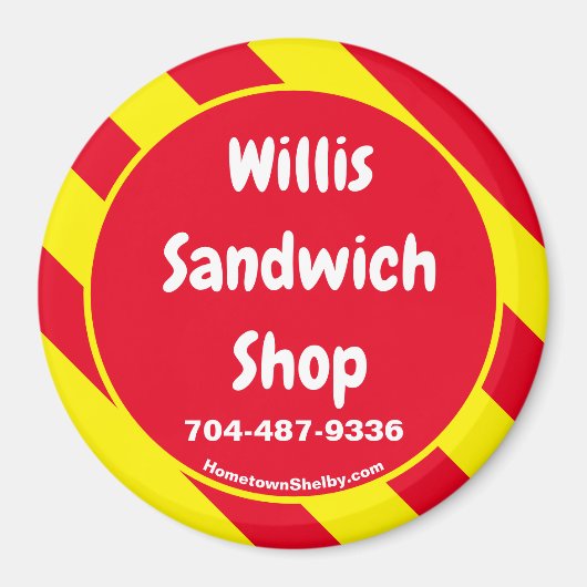 Willis Sandwich Shop Rode/Gele Magneet (Voorkant)
