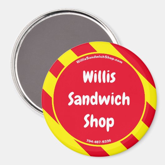 Willis Sandwich Shop Rode/Gele Magneet (Voorkant / Achterkant)