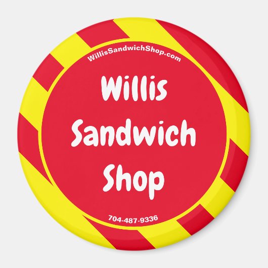 Willis Sandwich Shop Rode/Gele Magneet (Voorkant)